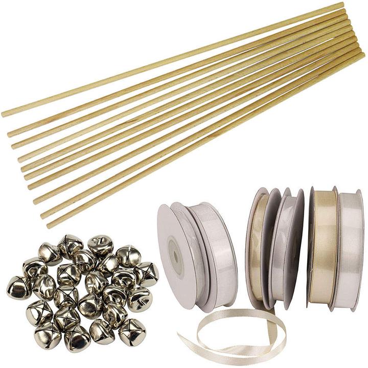 Produktbild trendmarkt24 Zauberstäbe 48 Stück Hochzeit Wedding Wands 50cm lang DIY Glocken 150m Band Glücksstäbe
