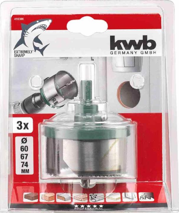 Image du produit kwb Scie à trous 6074/profondeur 30/ 3 Kr (68 mm, 74 mm, 60 mm)
