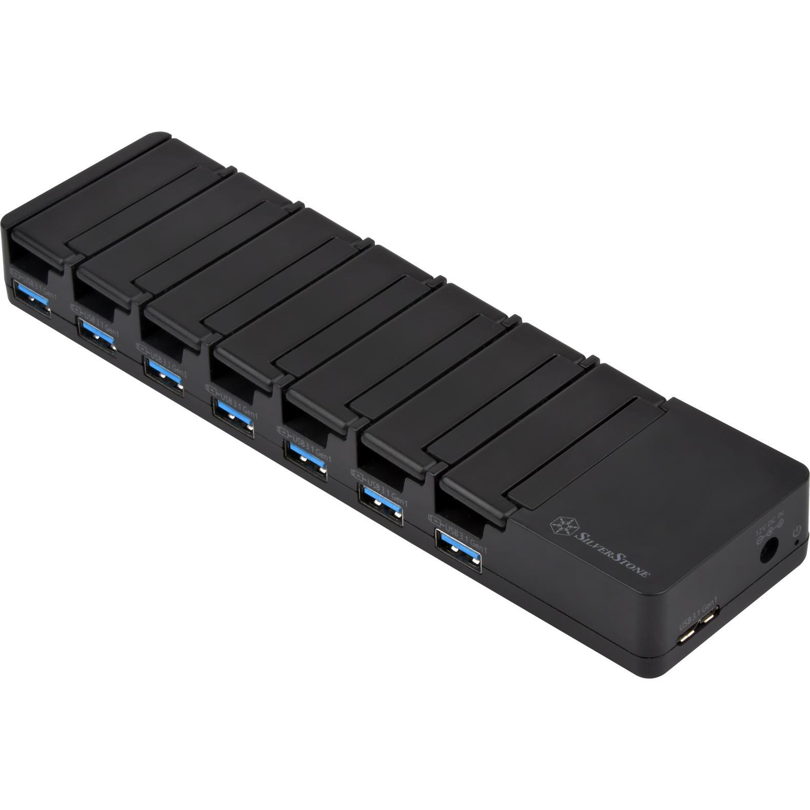 Silverstone SST-UC03B-PRO - USB Lade Station, 7 Port - 36 Watt (7 Ports), Dockingstation + USB Hub, Schwarz