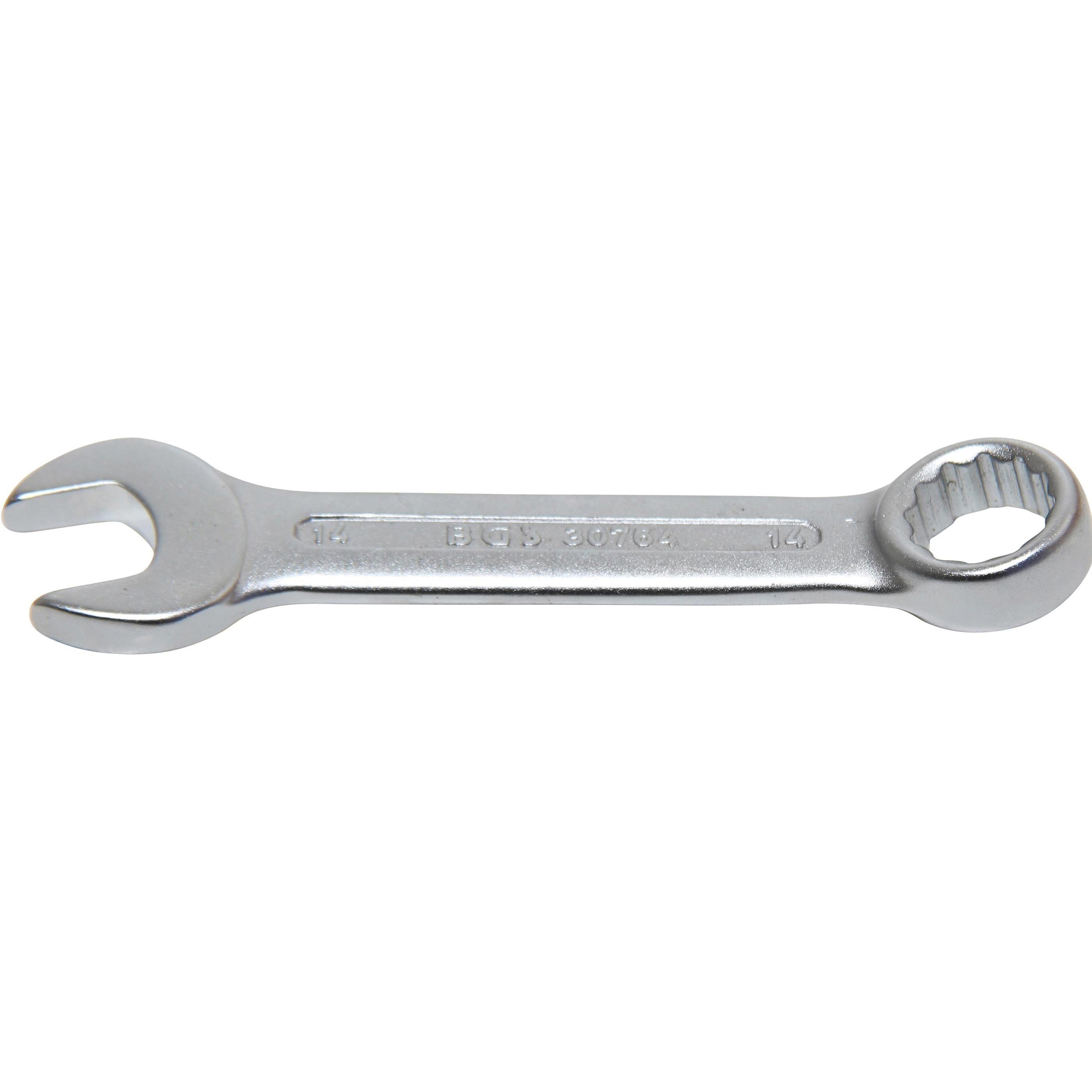 BGS, Schraubenschlüssel, Maul-Ringschlüssel, extra kurz SW 14 mm (14 mm)