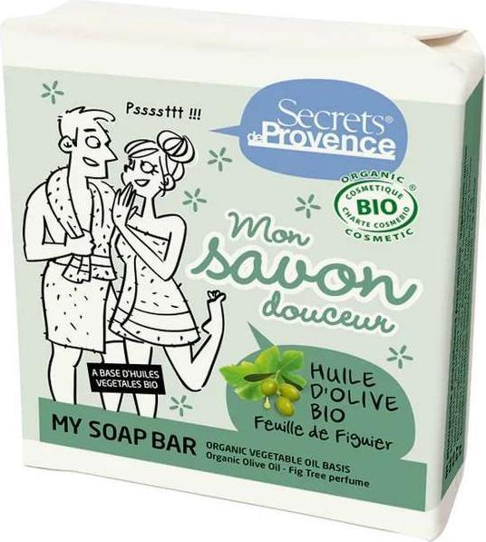 Actual product image Secrets de Provence Gentle organic soap olive oil & fig leaves - 100g - (Hard soap)