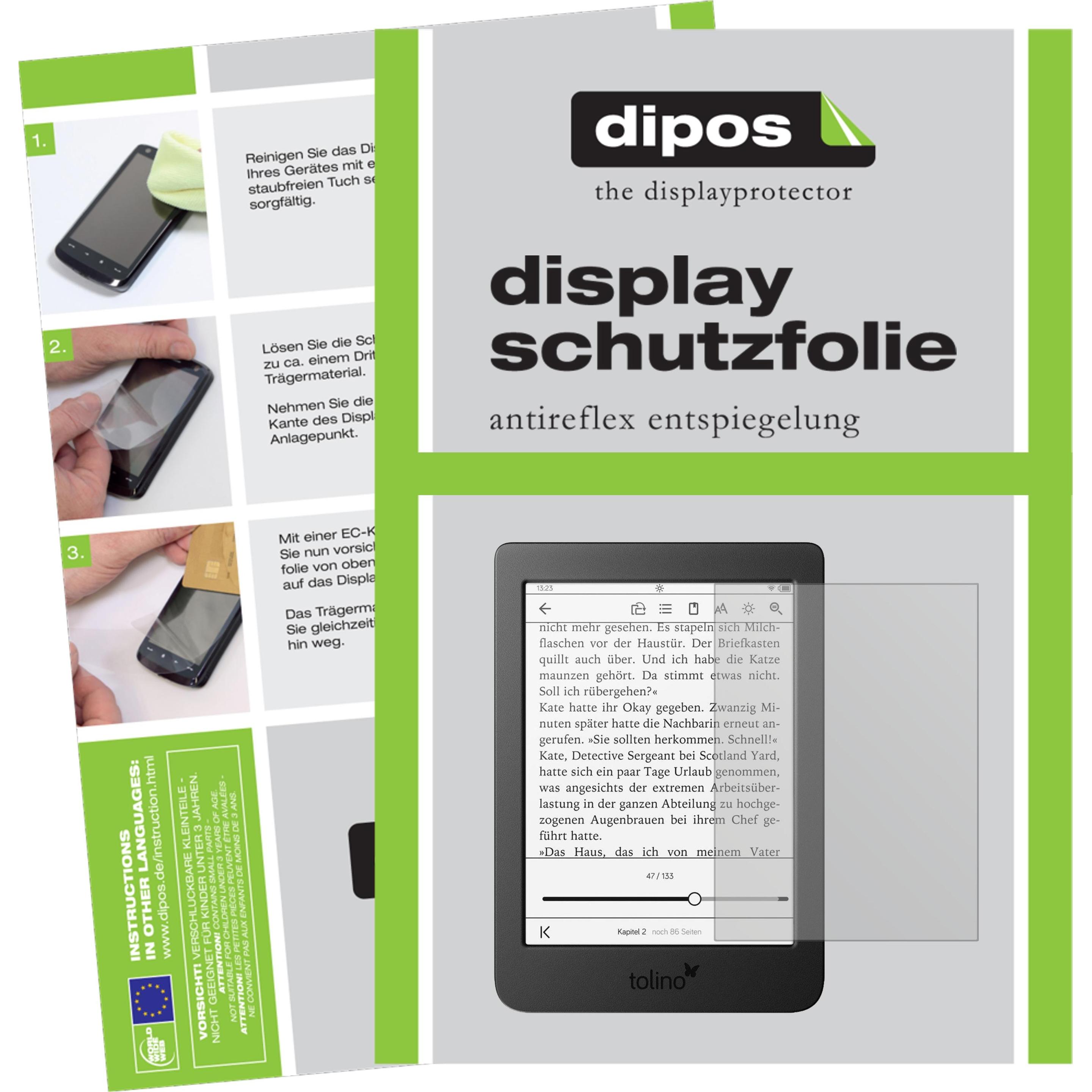Dipos Displayschutzfolie Antireflex (2 Stück, Tolino Page 2), Tablet Schutzfolie