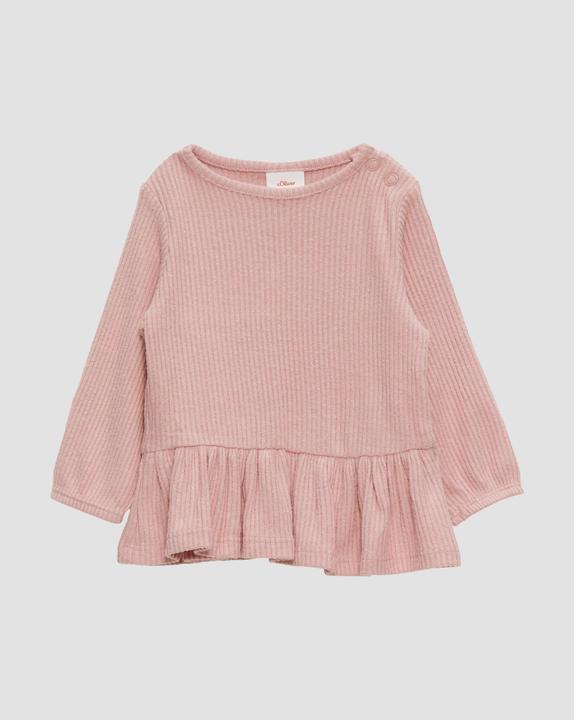 S.Oliver T-Shirt Angerautes Langarmshirt mit Rippstruktur (80)