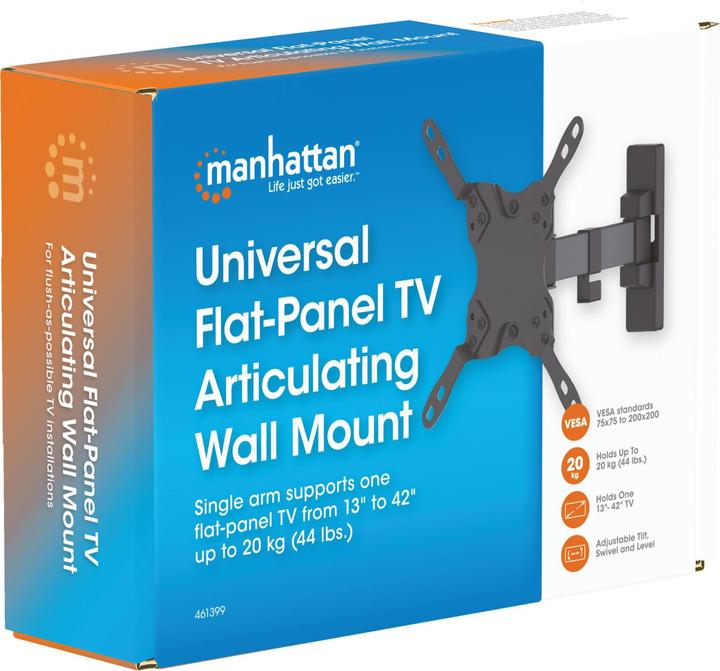 Immagine prodotto Manhattan Supporto a parete per TV universale, inclinabile e girevole (Muro, 43", 20 kg)