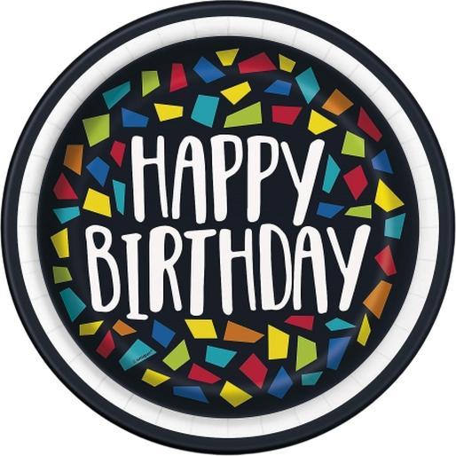 Actual product image Unique Party Paper Mosaic Happy Birthday Party Plates (Pack of 8) (8 x)