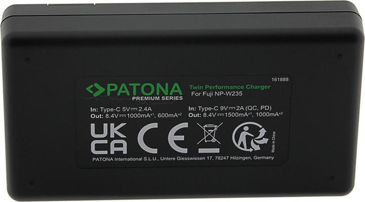Actual product image Patona Premium Twin Charger. Fuji NP-W235 (Camera battery charger)