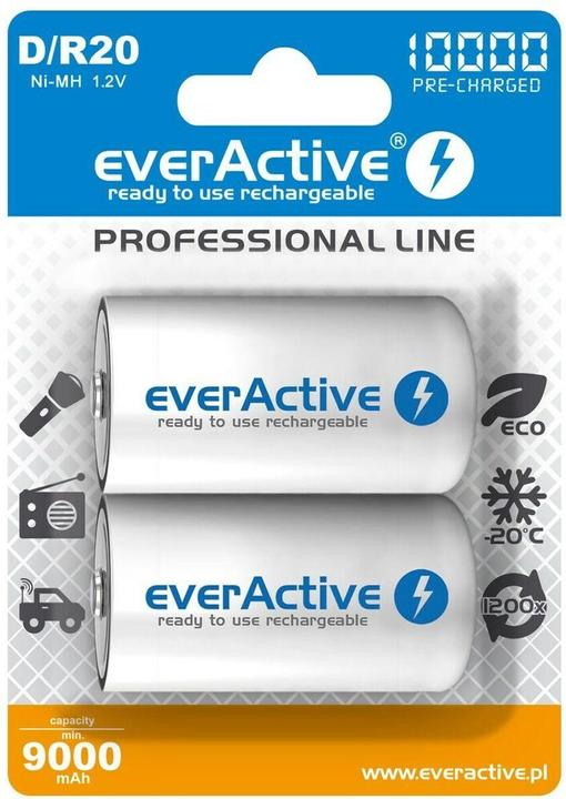 Everactive Rechargeable Batteries R20/D Ni-MH 10000 mAh ready to use - Batterie - Mono (D) (1 Stk., D, 10000 mAh)