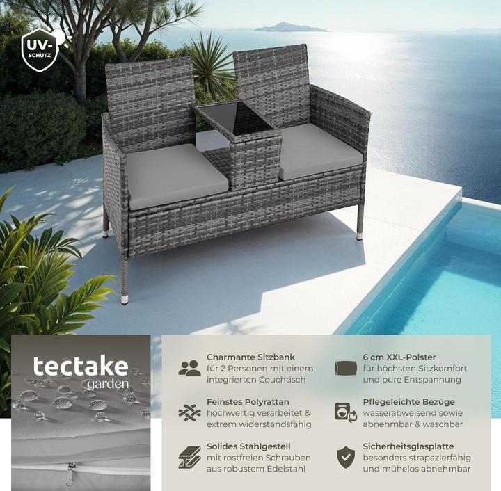 Produktbild tectake Rattan Gartensitzbank