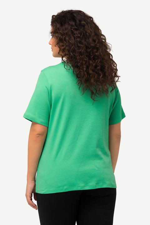 Image du produit Ulla Popken T-shirt doublé sur le devant, col rond et manches courtes - coupe Slim Fit (46, 48)