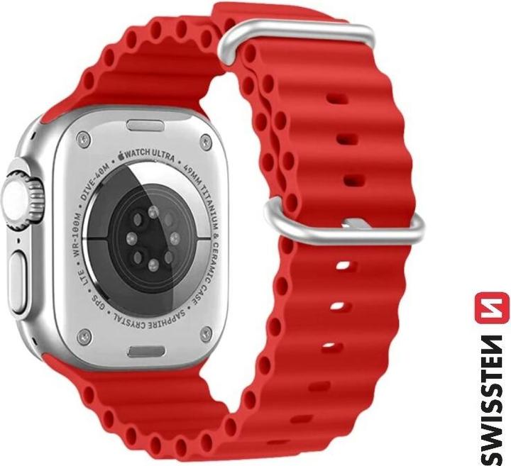Actual product image Swissten Silicone Band for Apple Watch - Marine Straps 42/44/45/49 mm Red (Silicone)