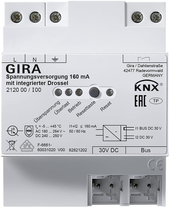 Produktbild Gira KNX-Spannungsversorgung 160mA Drossel REG 212000 (212000)
