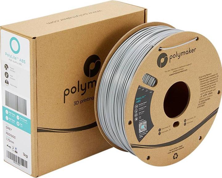 Produktbild Polymaker PE01003 PolyLite Filament ABS geruchsarm 1.75 mm 1000 g Grau 1 St. (ABS, 1.75 mm, 1000 g, Grau)