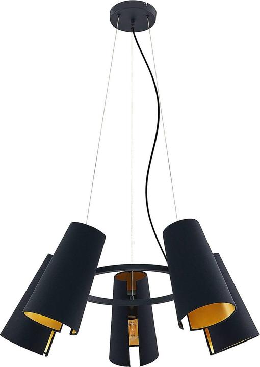 Actual product image Lucande Kemoni pendant light Black/Gold (E27)