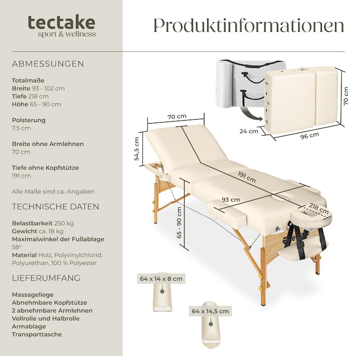 Immagine prodotto tectake 3 Zonen Massageliege-Set