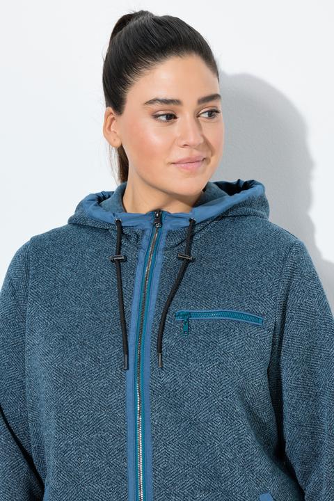 Immagine prodotto Ulla Popken Giacca di maglia e pile con design grafico e cappuccio (46, 48)