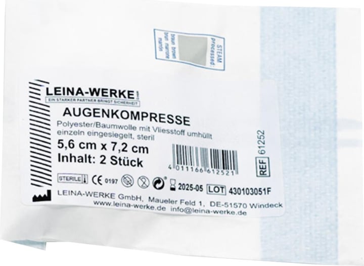 Actual product image Leina Eye compresses 5.6 cm x 7.2 cm / sterile / 1 pc.