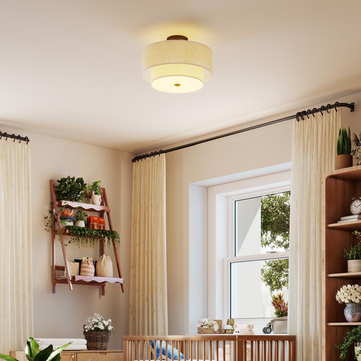 Image du produit Homcom Deckenlampe Metall, Stoff Cremeweiss (E14)