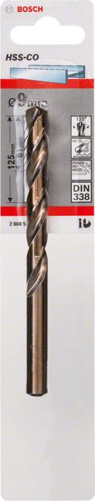 Produktbild Bosch Professional Zubehör Metallbohrer HSS-Co, DIN 338, 9 x 81 x 125 mm, 1er-Pack (9 mm)