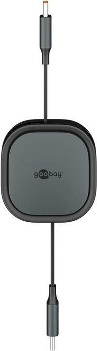 Produktbild Goobay Selbstaufrollendes USB-C-Kabel, 1 m, schwarzsilber (1 m, USB 2.0, 15 W)