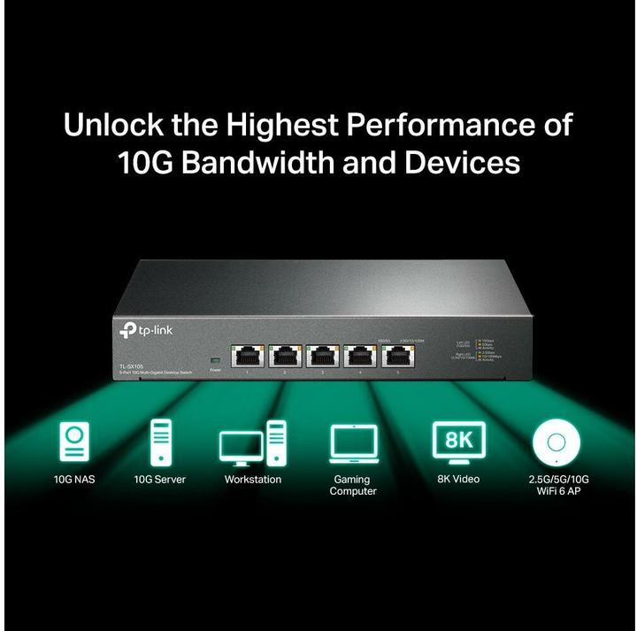 Produktbild TP-Link Switch Omada Unmanaged Switch 5 x 10G Ports TL-SX105 5 Port (5 Ports)