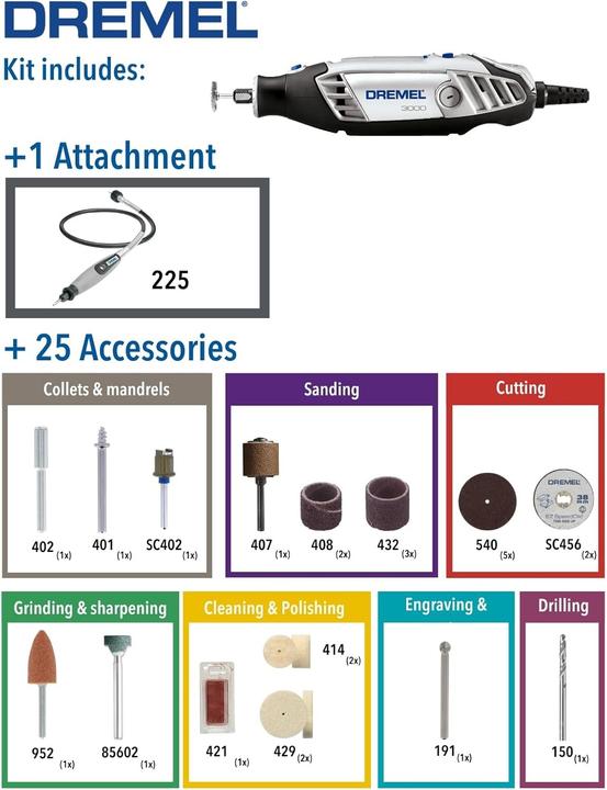 Produktbild Dremel Multifunction Tool with Variable Speed, EZ-Twist Nose Cap, Soft Grip, and Integrated Hook (Multifunktionswerkzeug, Rotationswerkzeug)