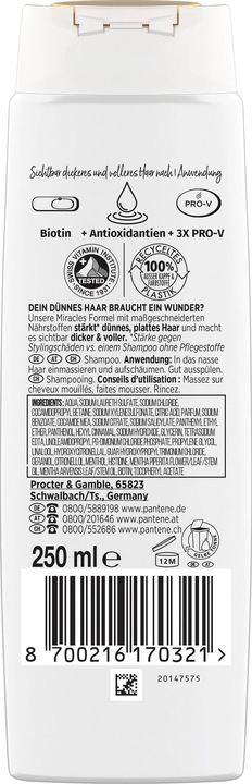 Immagine prodotto Pantene Miracoli Lift & Volume (250 ml, Shampoo liquido)
