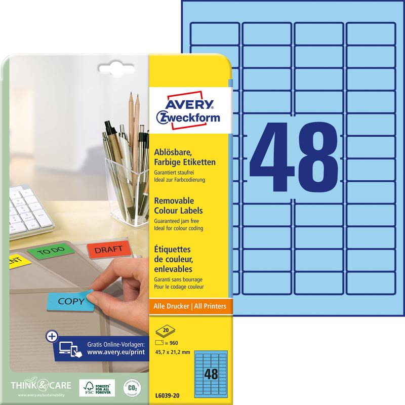 Thumbnail - Avery, Etiketten, Farbige Etiketten, ablösbar