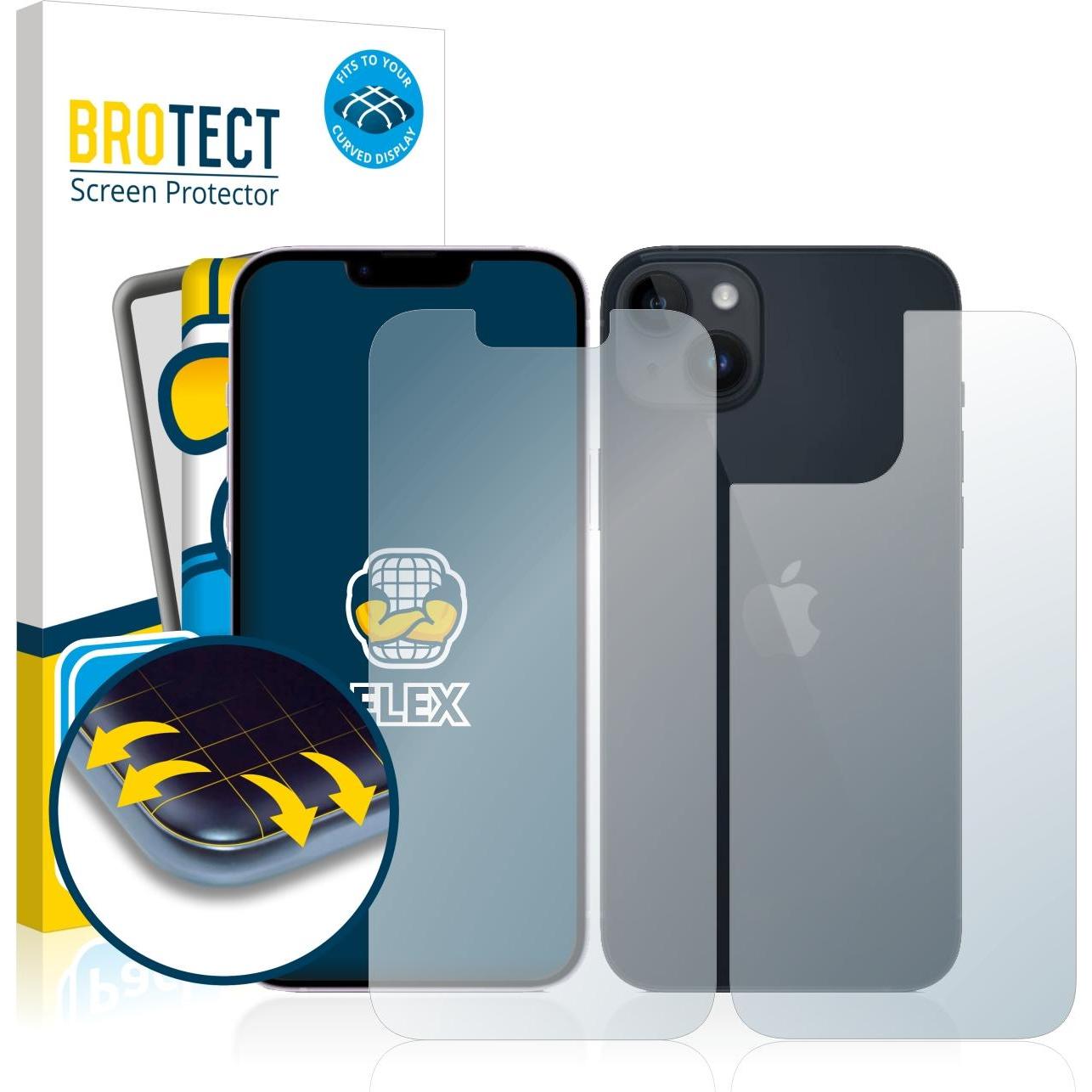 BROTECT Full-Cover Displayschutz (2 Stück, Apple iPhone 14), Smartphone Schutzfolie, Transparent