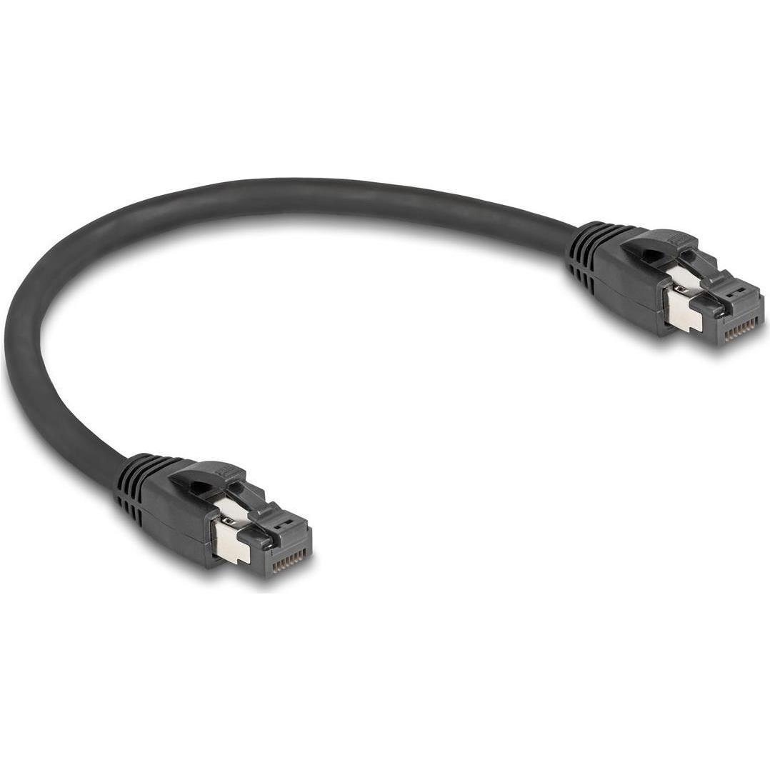 Delock RJ45 Netzwerkkabel Cat.8.1 S/FTP 25 cm bis 40 Gbps schwarz (S/FTP, CAT8.1, 0.25 m), Netzwerkkabel