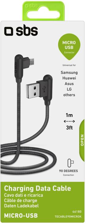 Produktbild SBS Micro-USB-Kabel mit 90°-Anschlüssen (1 m, USB 2.0)