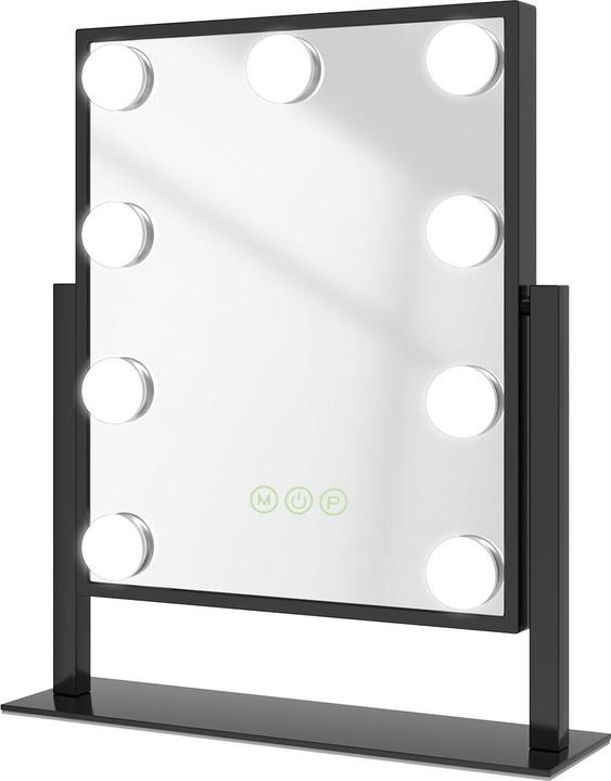 Actual product image Emke Hollywood Cosmetic Mirror with 9 Lamps, 1X+7X Magnification, 3 Colour Temperatures, 30*36cm, Black