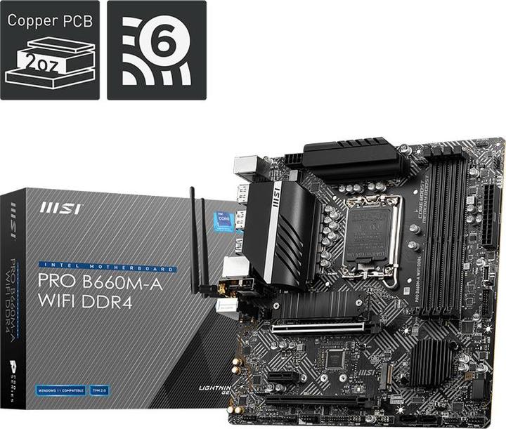 Actual product image MSI PRO B660M-A WIFI DDR4 (LGA 1700, Intel B660, mATX)
