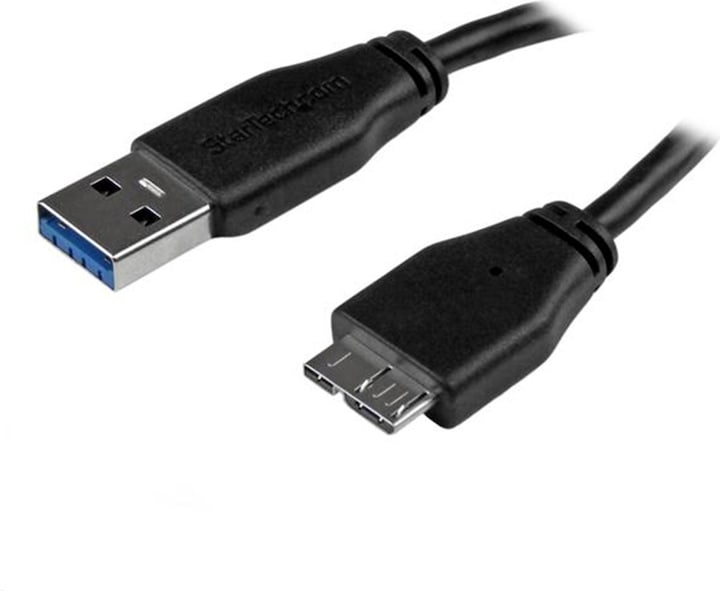 Actual product image StarTech 15cm Slim SuperSpeed USB 3.0 A to Micro B Cable - St/St - USB 3.0 Connection Cable - Black (0.15 m, USB 3.2 Gen 1)