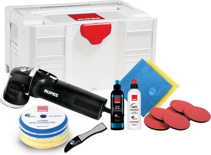 Actual product image Rupes RU-LHR75E/BOX Lhr75EBOX Bigfoot Mini Kit Deluxe random orbital polisher set 75mm in systainer (Eccentric polisher, 710 W)