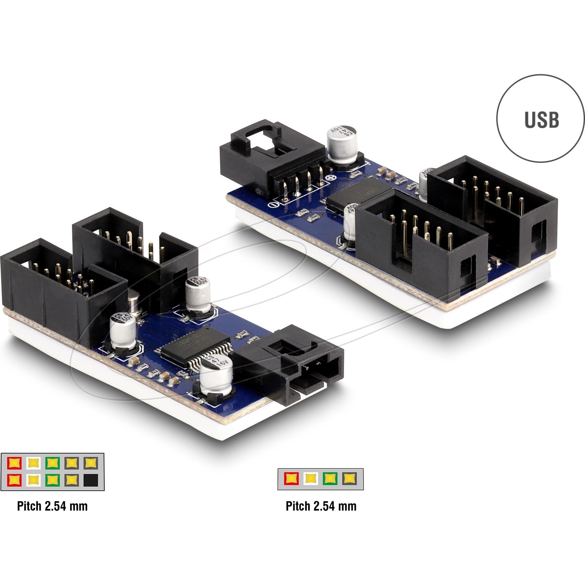 Delock USB 2.0 Pfostenstecker Hub 2 Port (USB-B, 2 Ports) (61100)