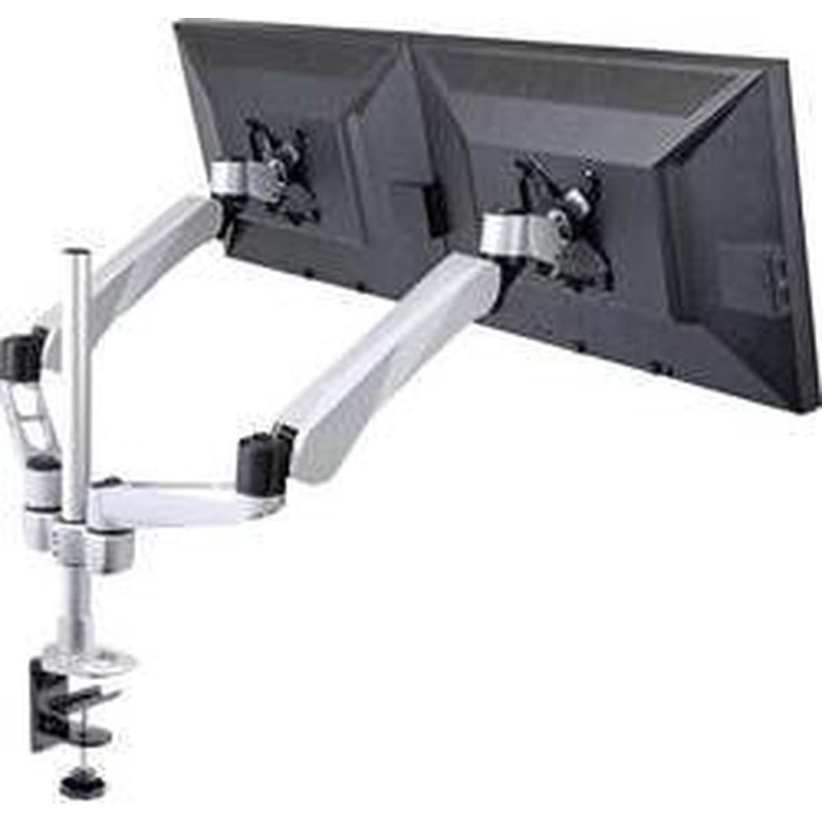 SpeaKa Professional Portamonitor a 2 pieghe Flex, Tisc (Tavolo, 27", 9 kg), Supporto per monitor, Nero, Argento