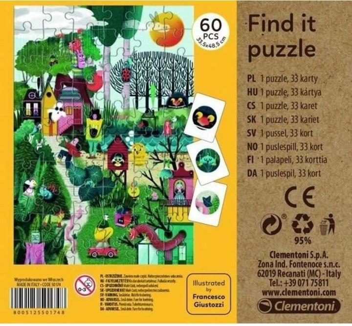 Immagine prodotto Clementoni Puzzle 60 Elementów Zwierzęta (60 pezzi)
