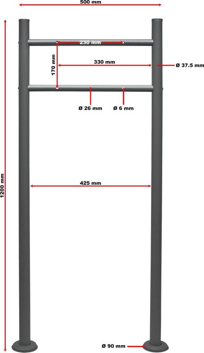Actual product image Wiltec Letter box stand anthracite 120x50cm Post box Standing letter box steel