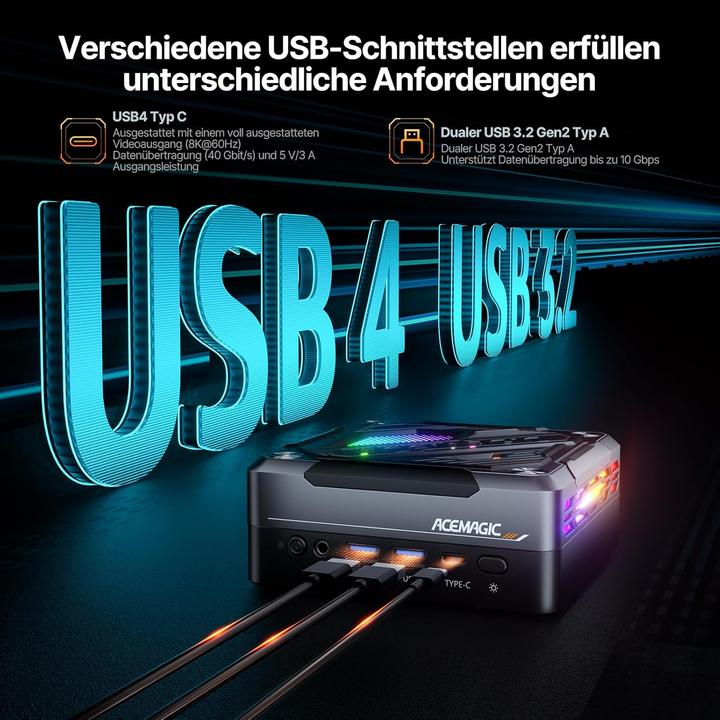 Immagine prodotto AceMagic Mini Gaming PC AM18 mit Ryzen 7 und DDR5 RAM (32 GB, AMD Ryzen 7 8845HS)