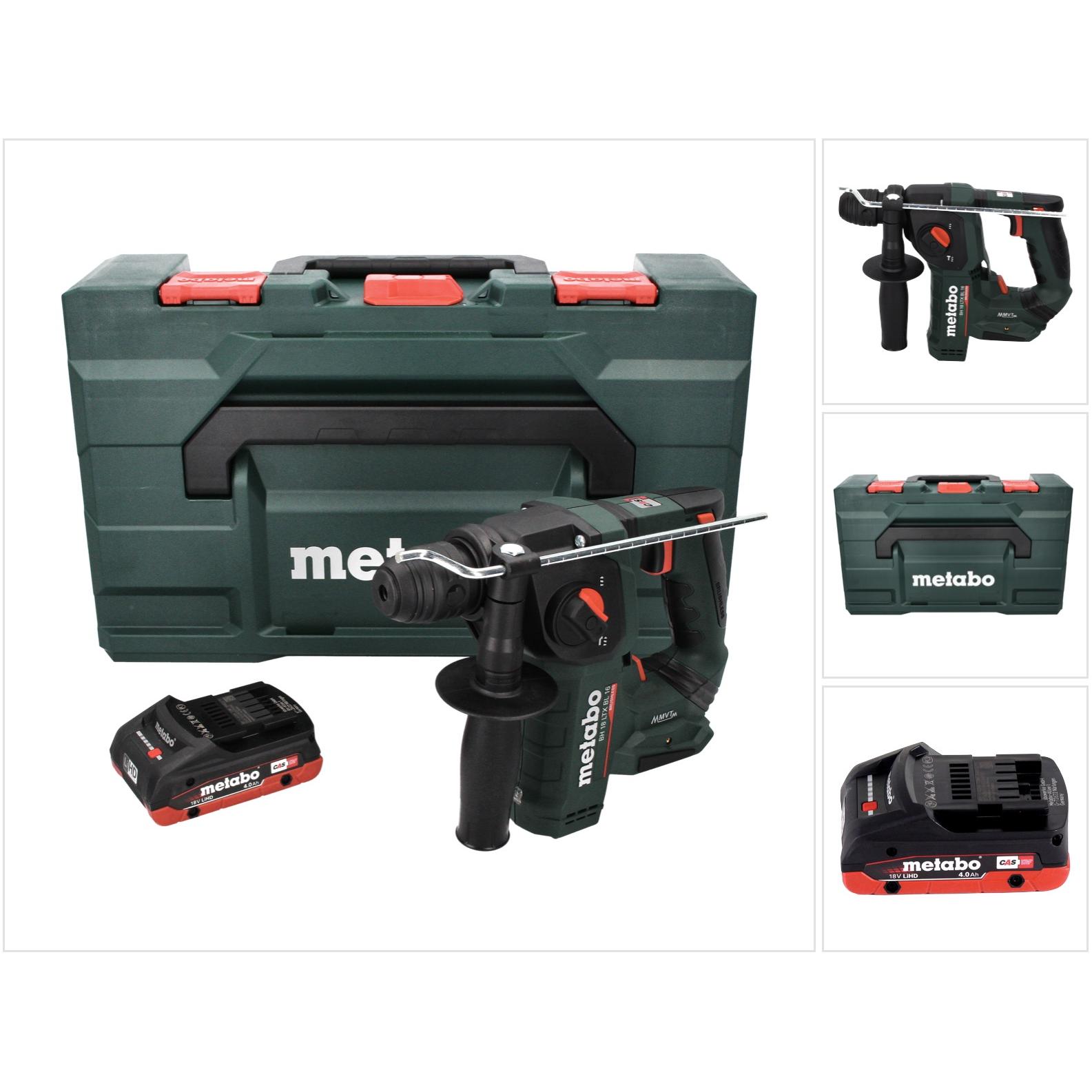 Metabo, Bohrmaschine + Akkuschrauber, BH 18 LTX BL 16 Akku Bohrhammer 18 V 1.3 J SDS-plus Brushless + 1x Akku 4,0 Ah + M...