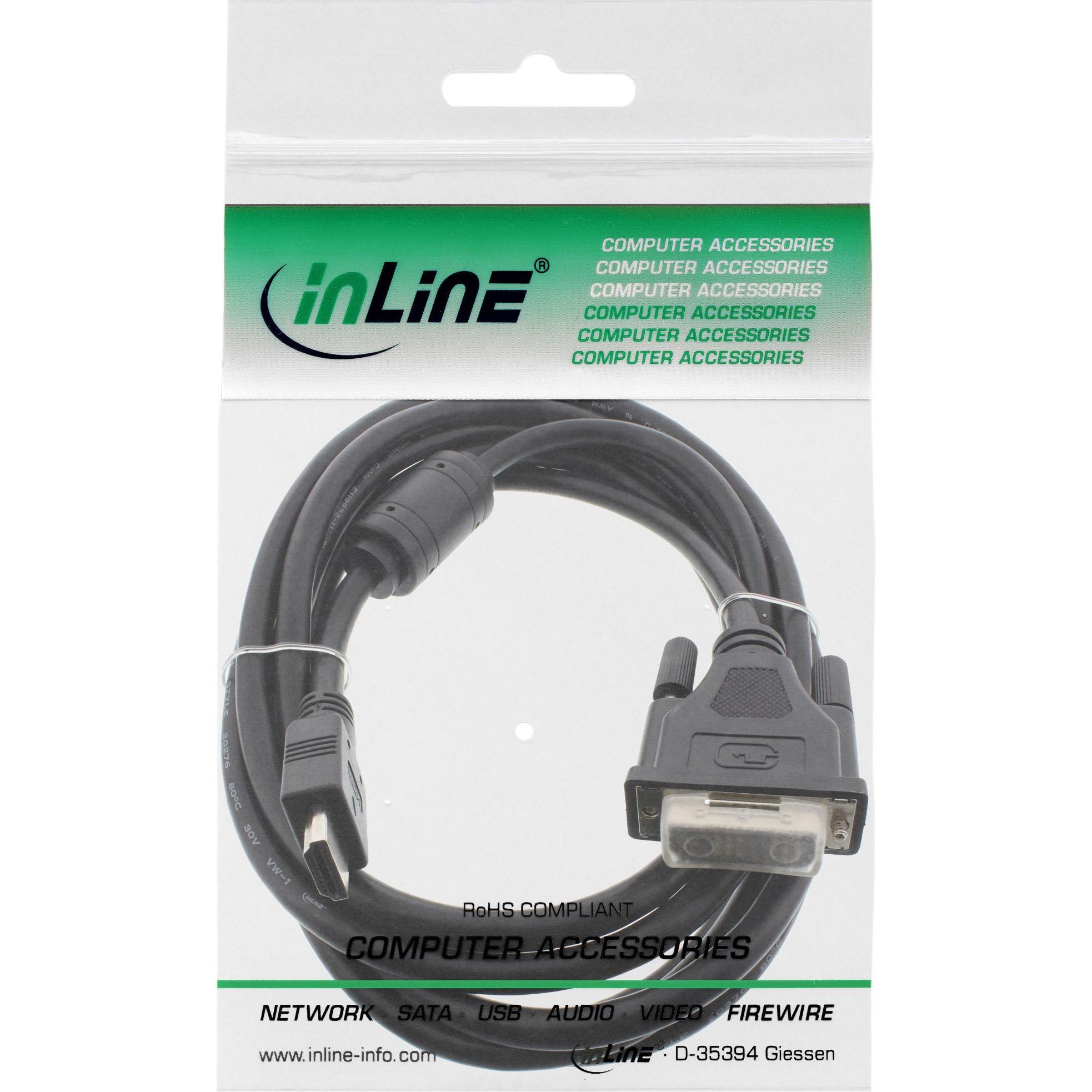 Thumbnail - InLine HDMI (Typ A) — DVI (0.50 m, HDMI, DVI), Video Kabel