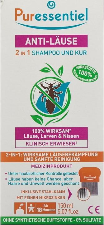 Actual product image Puressentiel Anti-Lice Shampoo Mask 2-in-1 +Comb (Lice shampoo, 150 ml)