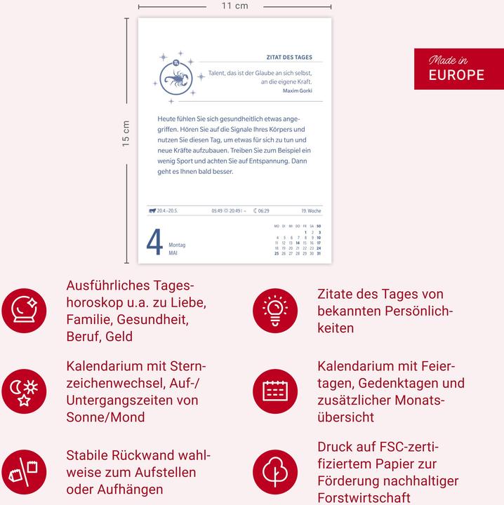 Produktbild Harenberg Skorpion Sternzeichenkalender 2026 - Tagesabreisskalender - Ihr Horoskop für jeden Tag (11 x 14 cm)