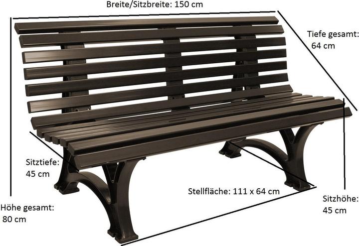 Image du produit Blome Banc de jardin Helgoland plastique 3 places brun chocolat