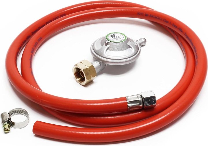 Produktbild Wiltec Gasschlauch 1,5m Druckregler 28mbar Druckminderer Gas Italien Gasdruck