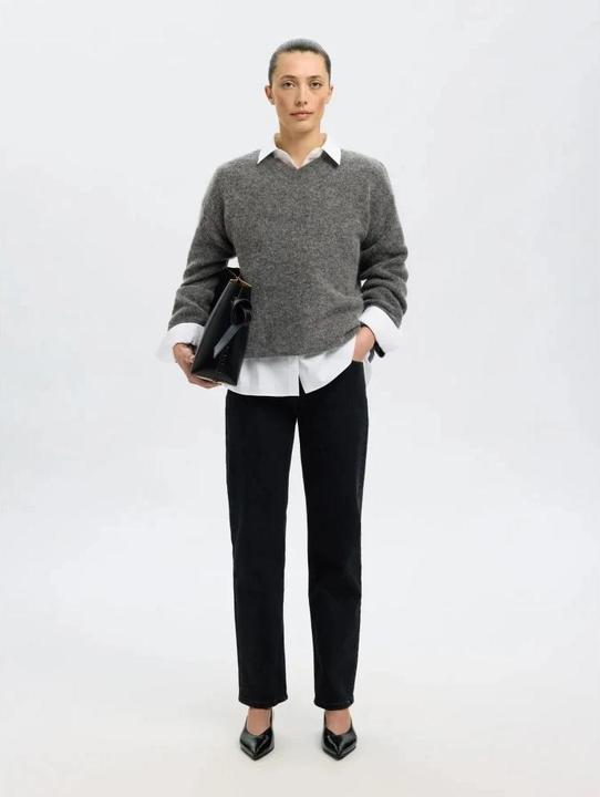 Produktbild Selected Slfsia Ras Ls Knit Long V-Neck Noos (M)