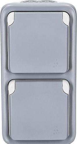 Actual product image Legrand FR socket outlet 2-gang vertical grey 069744