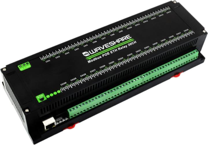 Actual product image WaveShare 30-channel relay PoE Ethernet module RTU/Modbus TCP protocol