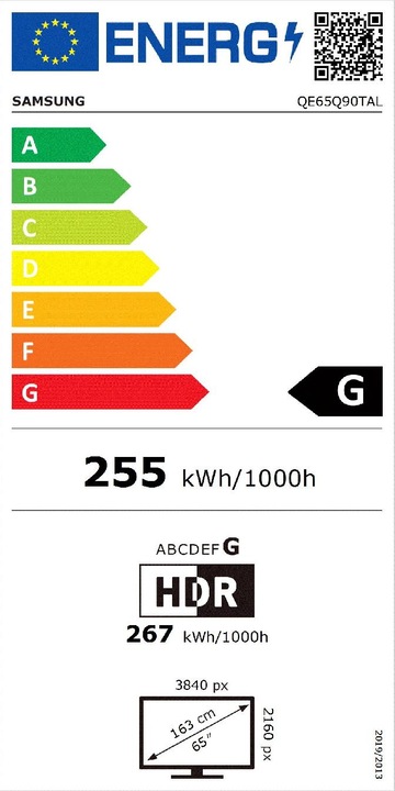 Energy Label Samsung QE65Q900TSL (65", Q900TS, QLED)