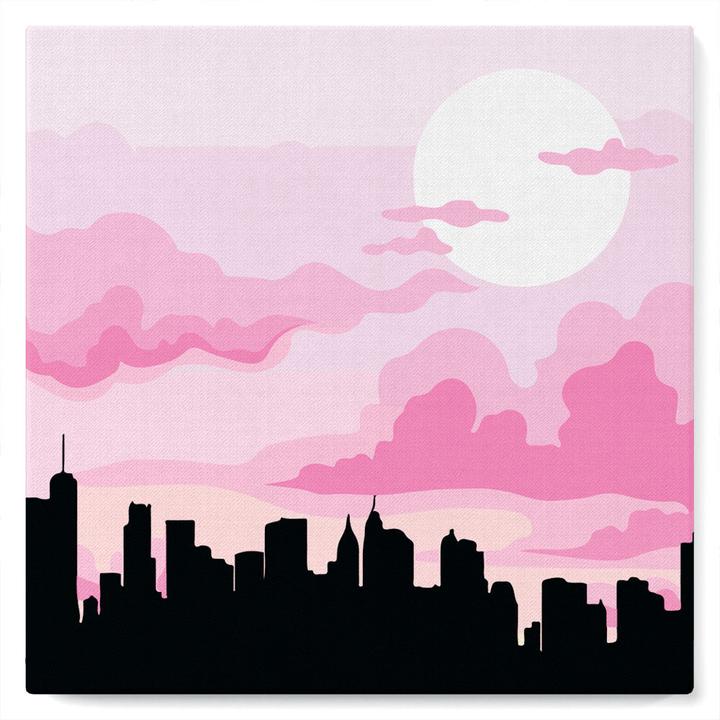 Immagine prodotto Figured'Art Mini Kit da Dipingere con i Numeri con Cornice - New York sotto und cielo rosa